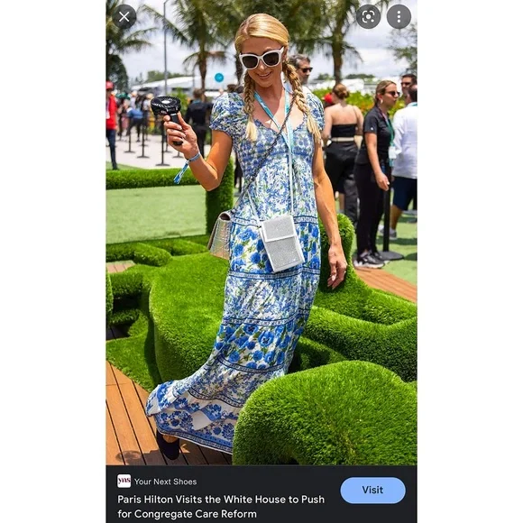 Alice + Olivia Rosalyn Floral Puff Sleeve Blue Maxi Dress - Picture 6 of 16